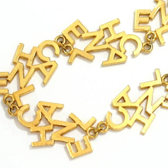 CHANEL CC Logos Link Necklace 16" Gold Tone Auth w/Box w1144-1 - Picture 4 of 7